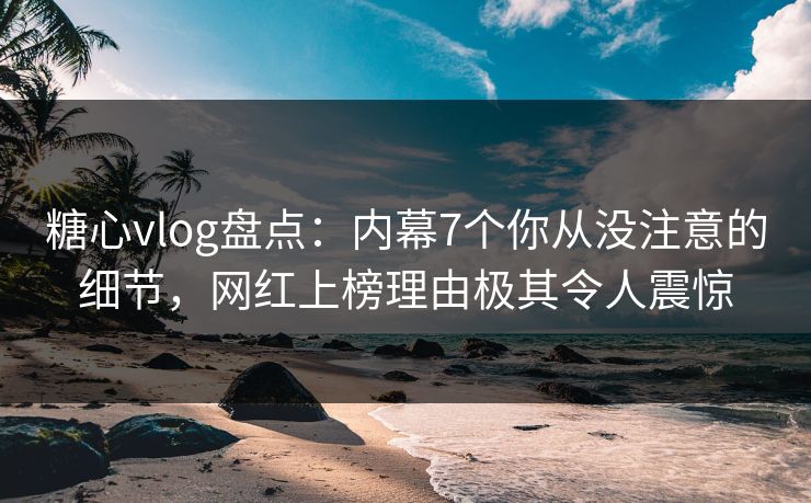 糖心vlog盘点：内幕7个你从没注意的细节，网红上榜理由极其令人震惊